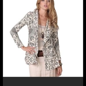 Free People peacock crossstitch needlepoint cardigan
